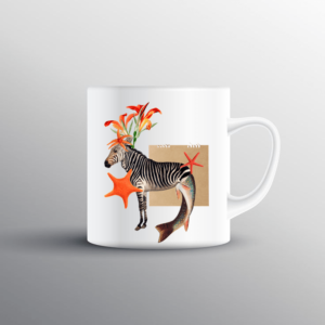 Zebra And Flowers Printed Mug