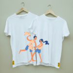 Couple's Printed Combo Round Neck White T shirt