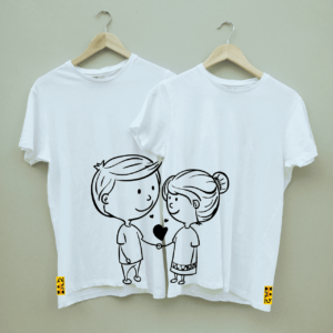 Cupid Couple's Printed Combo Round Neck White T shirt