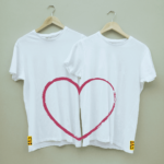 Couple's Heart Printed Combo Round Neck White T shirt