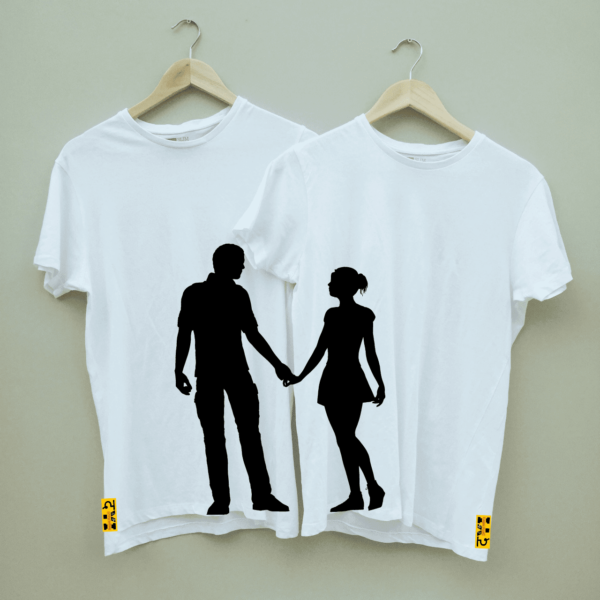 Couple's Romantic Combo Round Neck White T shirt 13
