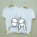 Couple's Cute Printed Combo Round Neck White T shirt
