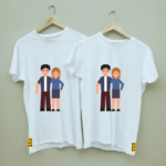 Cool Couple Printed Combo Round Neck White T shirt