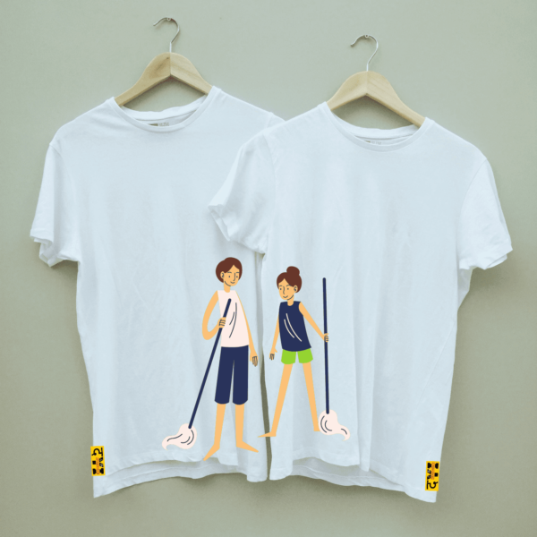"LGBTQ Cleaner Couple" Printed Combo Round Neck T-shirt