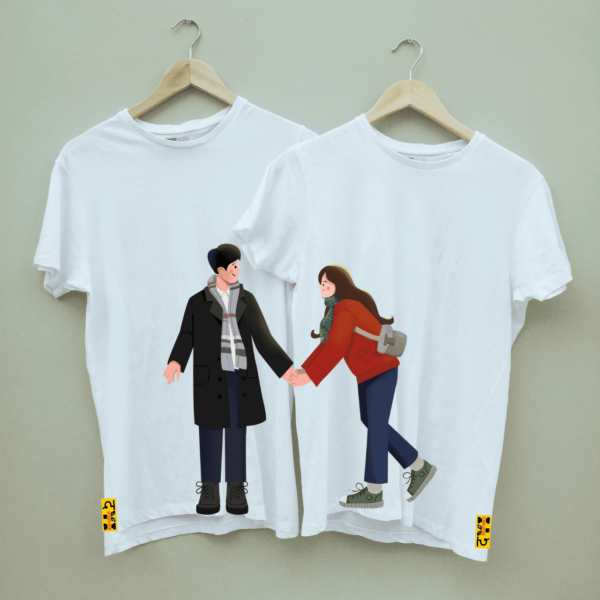 Cupid Couple's Romantic Combo Round Neck White T shirt