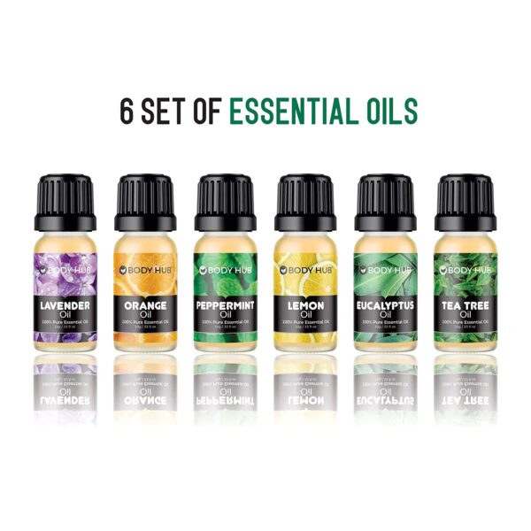 Bodyhub - Set of Essential Oils - Lavender, Peppermint, Tea Tree, Eucalyptus, Lemon, Orange