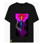 "Psychedelic lips holding cigarette " Printed T shirt
