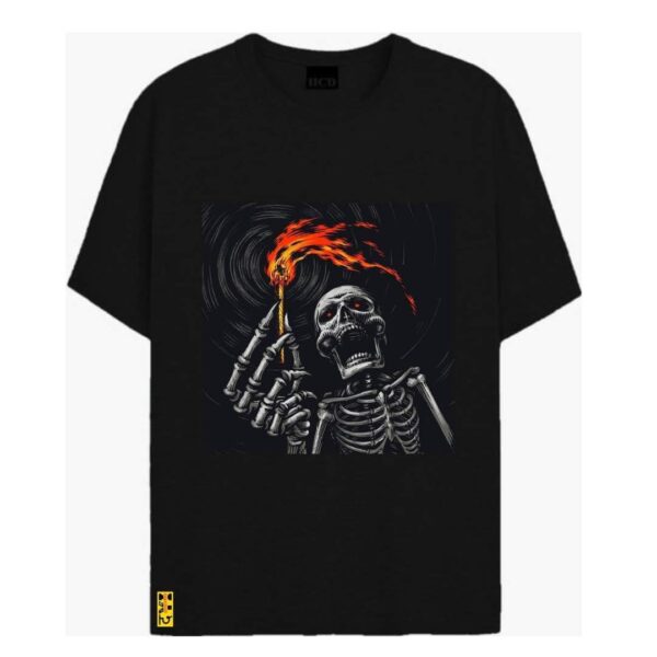 "Skeleton with Match Stick" Printed T shirt
