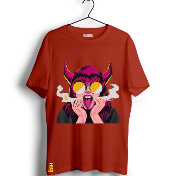 Women's "Psychedelic lady with horn " Printed T shirt