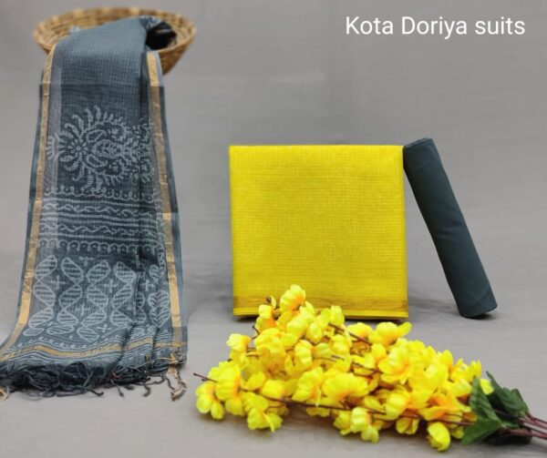 Traditional hand block Kota doriya suit