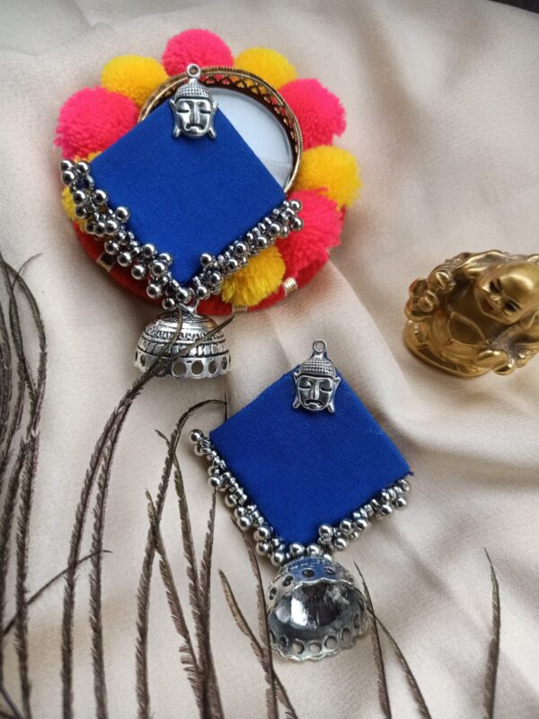 Blue buddha with jumka earrings