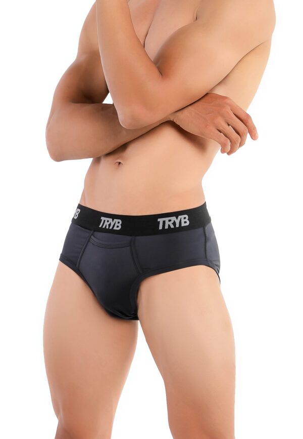 TRYB Mens Sport Performance Stretch Quick Dry Moisture Wicking Athletic Boxer Active Brief (Pack of 2]