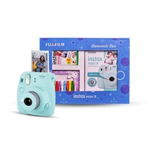 Fujifilm Instax Mini 9 Instant Camera (Ice Blue) Moments Box
