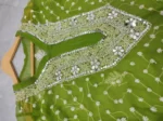 Green Long Georgette Chikan Shimmery Kurti Set