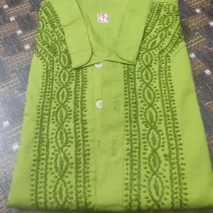 Green Chikan Gents Soft Cotton Kurta