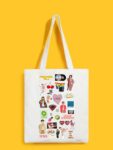 Reusable Tote Bags|100% Organic Cotton Bag | Multi-Purpose Bag| Cool Stickers printed | Stylish Bag