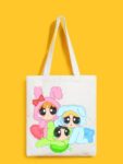Reusable Tote Bags|100% Organic Cotton Bag | Multi-Purpose Bag| Powerpuff girls printed | Stylish Bag
