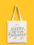 Reusable Tote Bags|100% Organic Cotton Bag | Multi-Purpose Bag| Happy girl summer printed | Stylish Bag