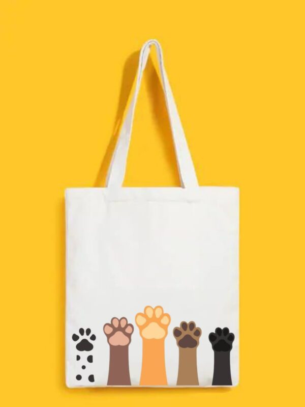 Reusable Tote Bags|100% Organic Cotton Bag | Multi-Purpose Bag| Dog Paw printed | Stylish Bag