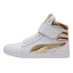 Generic Men's White,Gold Color Synthetic Material  Casual Sneakers