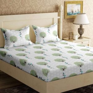 Generic Cotton Double Bed Sheet King Size 228X254Cm with 2 Pillow Covers (Color: Multi Color, Material: Cotton)