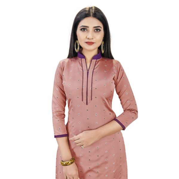 Generic Banarasi Silk Unstitched Salwar-Suit Material Premium Quality With Dupatta (Color: Peach)