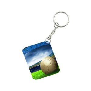 Generic Pack Of 3_ Football One Side Printed Rectangle Designer Keychain (Multi Color)