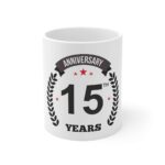 Generic Ceramic 15th Anniversary Printed Coffee Mug (Color: White, Capacity:330ml)