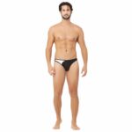 Men's Cotton Spandex Lace Thong Consists Of Two Strings Underwear (Black And White)