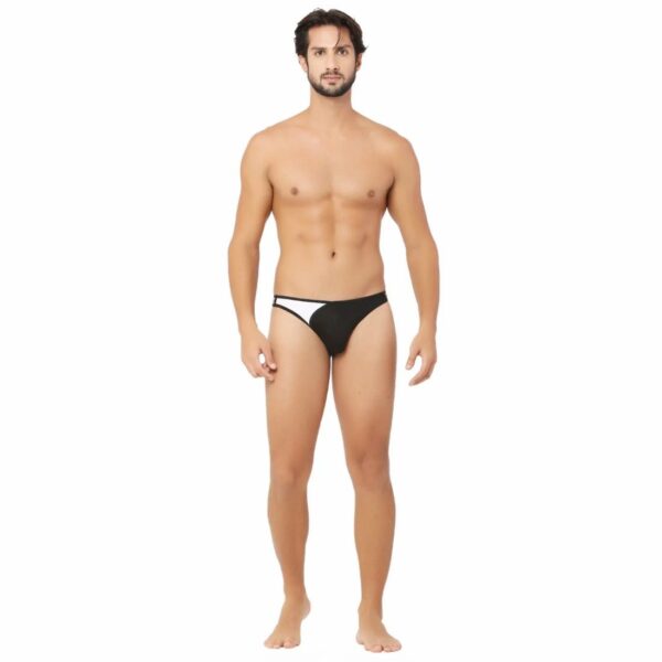 Men's Cotton Spandex Lace Thong Consists Of Two Strings Underwear (Black And White)