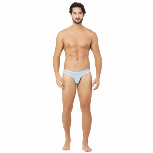 Men's Mesh Sheer Power Net Fabric Sexy Transparent Brief Underwear (Sky Blue)