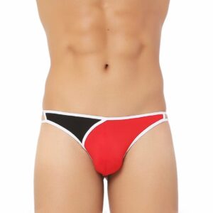 Men's Cotton Spandex Men’S Lace Thong Consists Of Two Strings. Underwear (Red And Black)