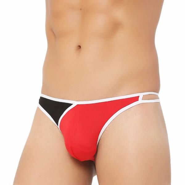 Men's Cotton Spandex Men’S Lace Thong Consists Of Two Strings. Underwear (Red And Black)