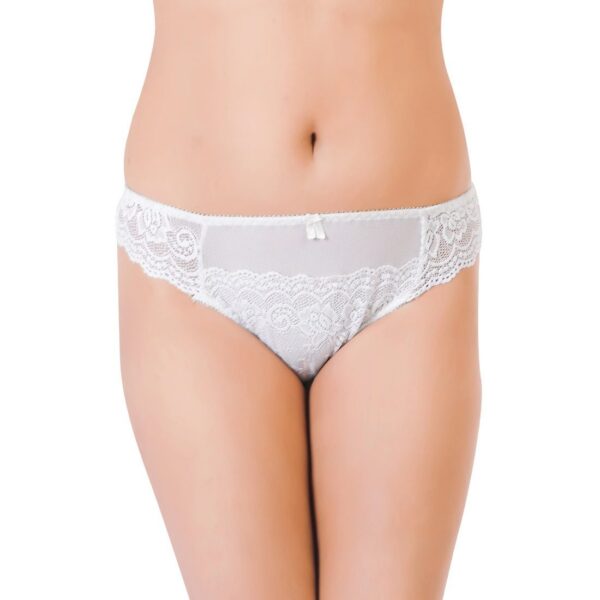 Generic Women's Nylon Spandex Low Waist Mid Sheer Cheeke Thong Panty In White Lace (White) IN INDIA
