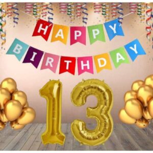 Generic 13Th Happy Birthday Decoration Combo With Multi Color Banner (Multicolor)