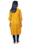 Generic Women's Sambalpuri Certified Handloom Pure Cotton Straight Kurti (Yellow)