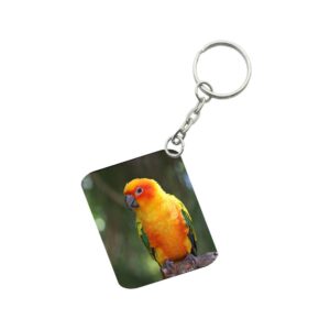 Generic Pack Of 3_ Parrot One Side Printed Rectangle Designer Keychain (Orange)
