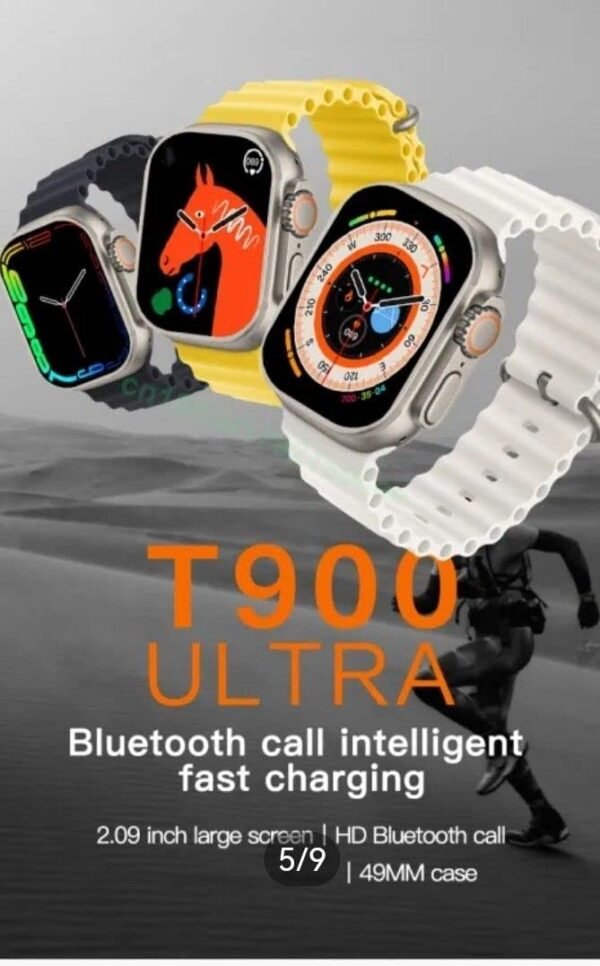 T900, Big Display Smart Watch (Orange Strap)