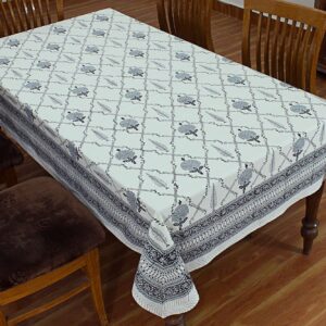 Indian Handmade Cotton Table Cover White Reusable Table Cloth Dining Table Cover (5)
