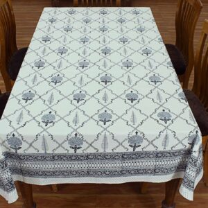 Indian Handmade Cotton Table Cover White Reusable Table Cloth Dining Table Cover