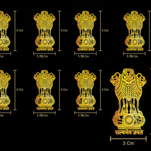 Indian Emblem Ashok Stambh Gold Metal Stickers for Mobile & Laptop(Pack of 7-Small (3x1.75) + 1-Large (5x3) Stickers)