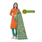 Generic Banarasi Silk Unstitched Salwar-Suit Material Premium Quality With Dupatta (Color: Orange)