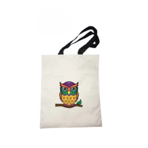 Generic Pack Of 2_ Colorful Owl Printed Canvas Reusable Shopping & Grocery Carry bag (White)