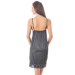 Women's Satin Short Nighty with Sleeve Less(Color: Black, Neck Type: V Neck)