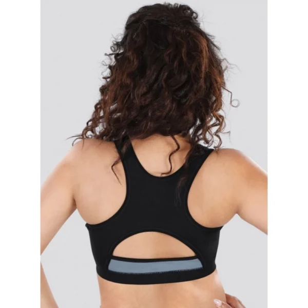 Dermawear Women's Padded Racer Back Sports Brassiere (Model: SB-1101, Color:Black&Grey, Material: 4D Stretch)
