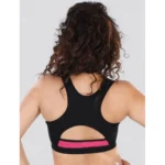 Dermawear Women's Padded Racer Back Sports Brassiere (Model: SB-1101, Color:Black&Pink, Material: 4D Stretch)