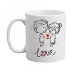 Generic Love Couple Printed Ceramic Coffee Mug (Color: White, Capacity: 350ml)