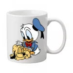 Generic Donald Duck And Dog Printed Ceramic Coffee Mug (Color: White, Capacity: 350ml)