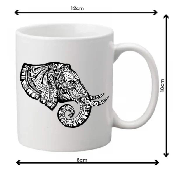 Generic Elephant Art Printed Ceramic Coffee Mug (Color: White, Capacity: 350ml)