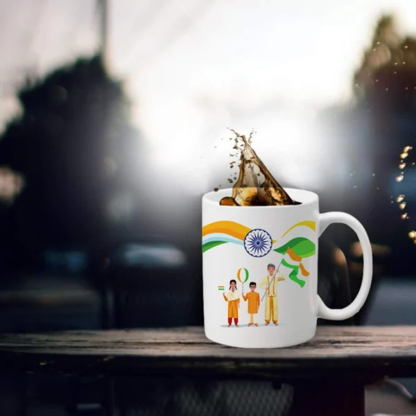 Generic Indian Flag Printed Ceramic Coffee Mug (Color: White, Capacity: 350ml)